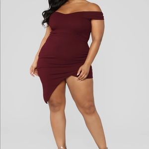 New Fashion Nova Maroon off the shoulder dress